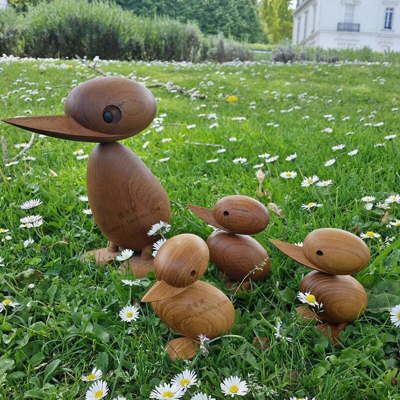 Duck/Duckling Wood for Crafts Animal Figures Wooden Decoration Home Accessorie Living Room Christmas Danish Nordic Desk Ornament