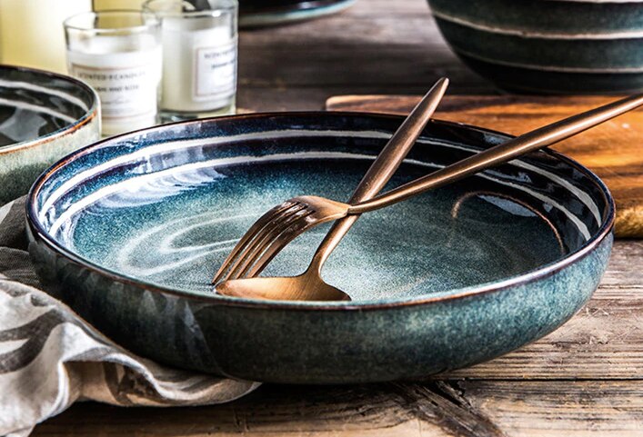 Hogar Japonés placa de cerámica cubiertos fruta original ensalada personalidad tazón plato hondo sopa para la cocina cuencos