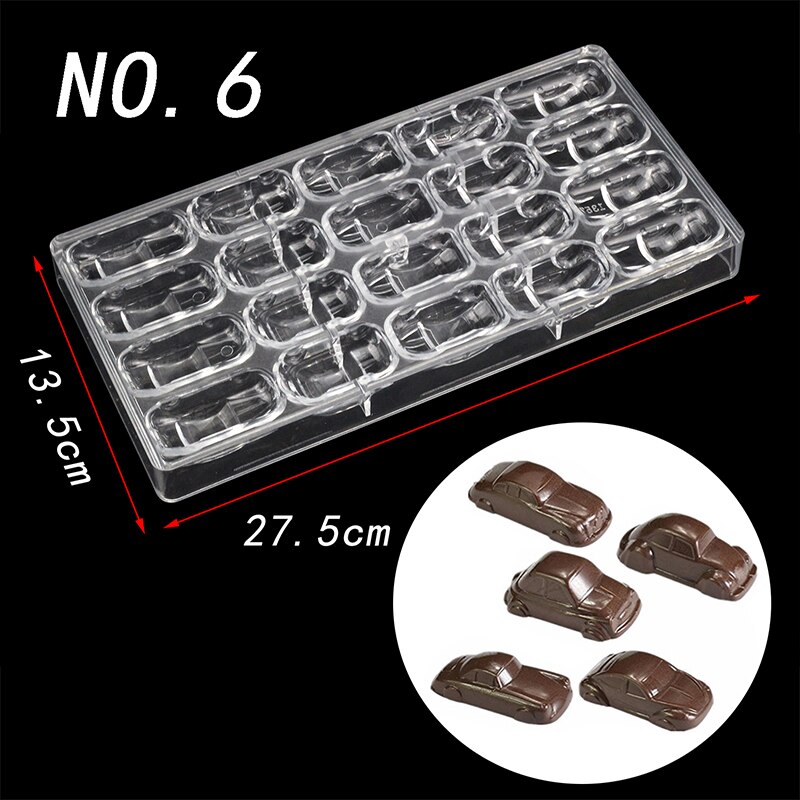 3D car shape Polycarbonate Chocolate Moulds Chocolate Candy Bars Molds Tray Polycarbonate Plastic Form Flowers Baking Pastry Ba: NO.6