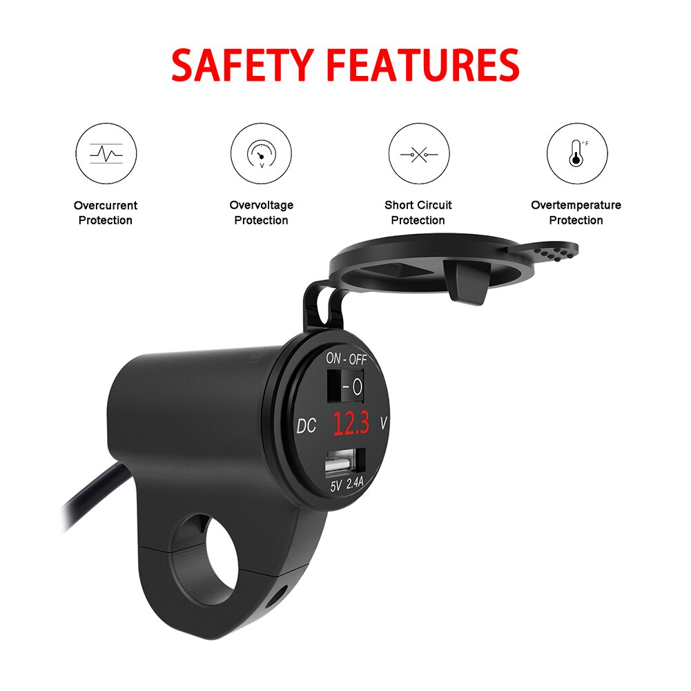 USB-oplader voor motorfiets, 6,8 ampère SAE naar