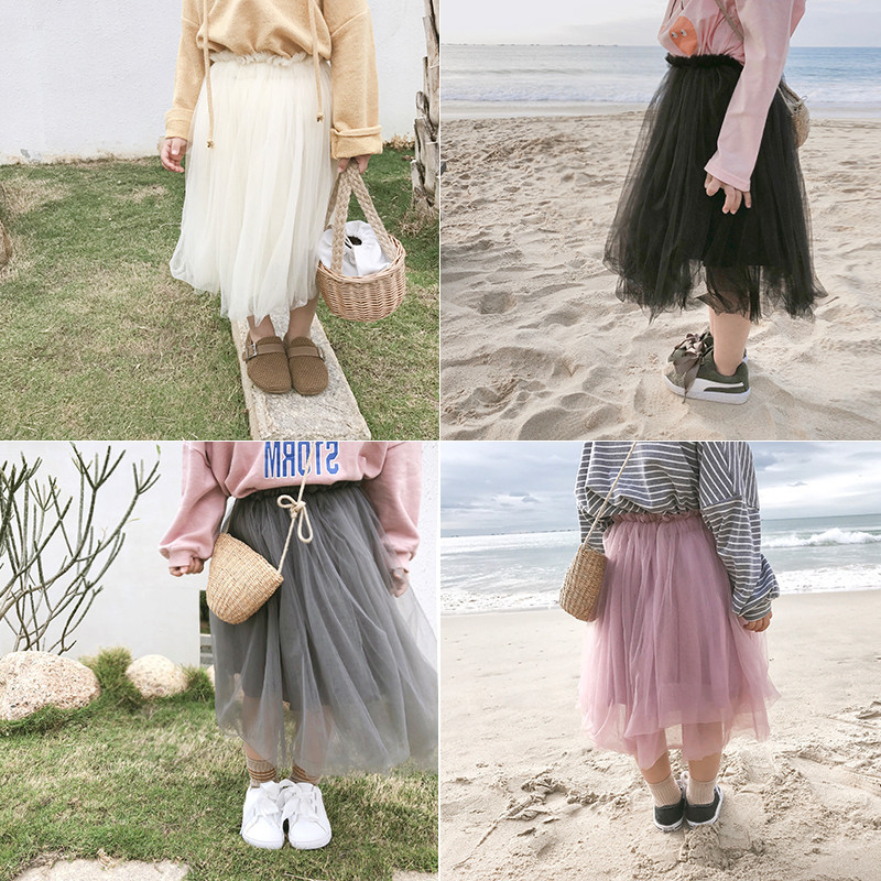 Bebis kläder höst rosa mesh tutu kjol barn prinsessor tjejer tyll kjol pettiskirt födelsedagsfest kawaii kjolar 1-8y