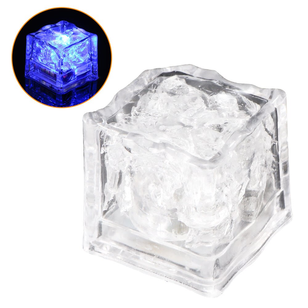 6 pièces lumière LED glaçons lumineux nuit lampe fête barre mariage tasse décoration brillant glaçons dans l'eau coloré clignotant glace: Blue