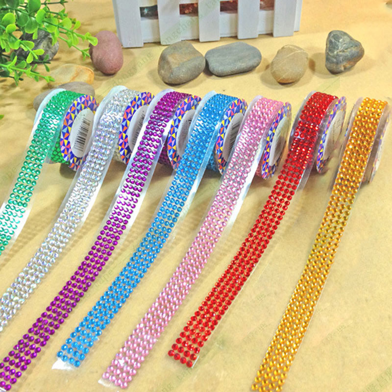 Kristal kleurrijke acryl zelfklevende strass steentjes sticker tape knutsel glitter edelsteen diy stickers voor scrapbooking kunst decoratie