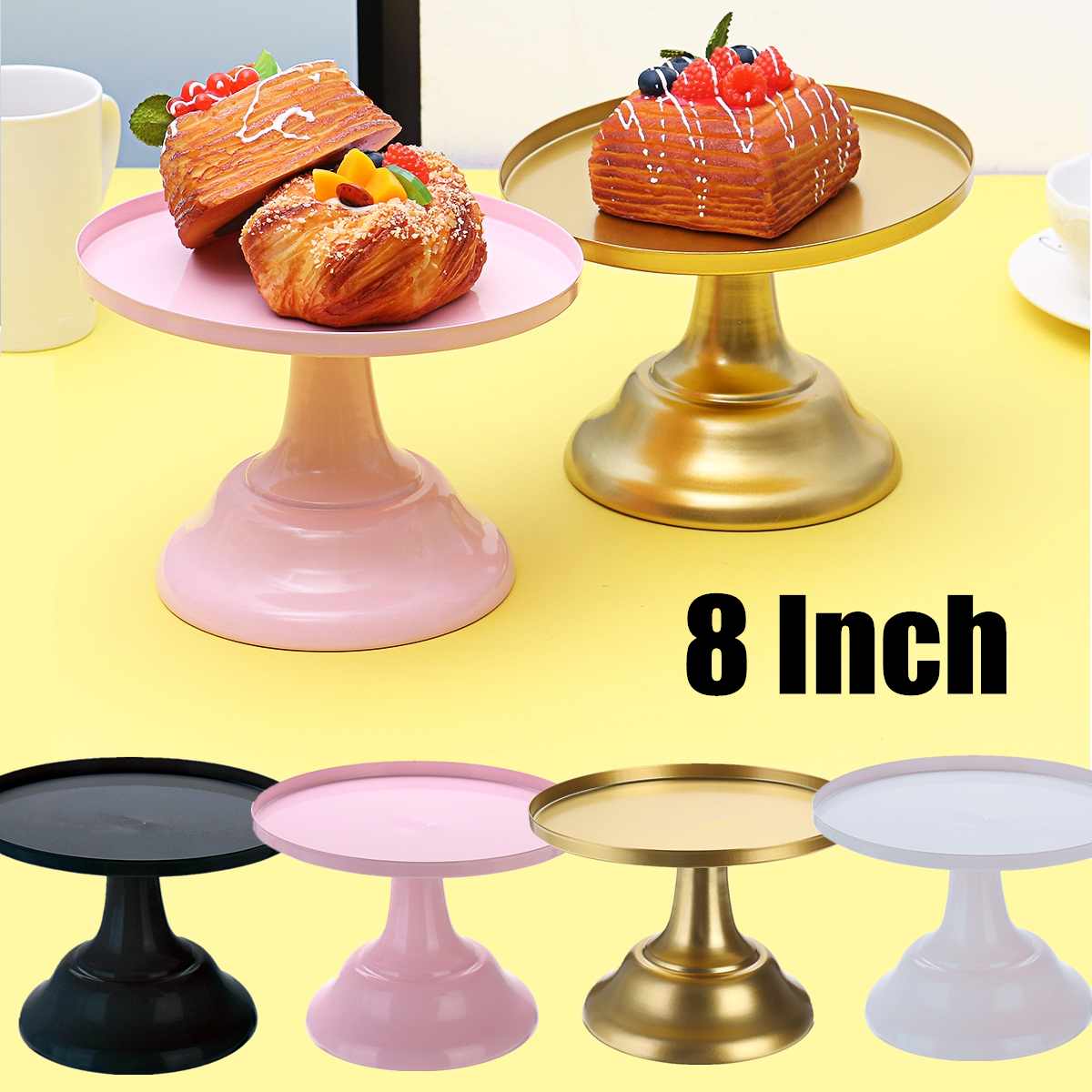 8 Inch Round Cake Stand Wrought Iron Exquisite Cake Rack Base Dessert Stand Round Cake Display Wedding Birthday Cupcake Holder