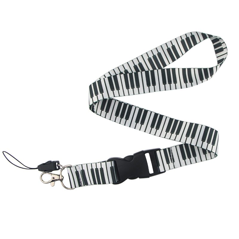 CA96 Blinghero Muzieknoot Piano Toetsenbord Gedrukt Keycord Sleutel Band Mobiele Telefoon Strap Voor Telefoon Keys ID Kaarthouder 1pcs: white