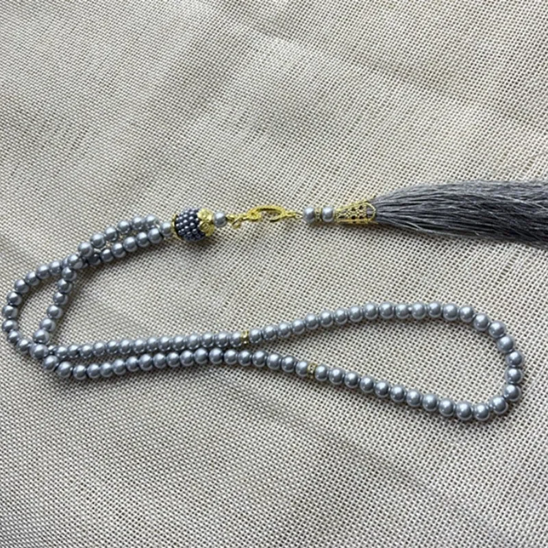 Nuevas perlas de vidrio borla estilo turco Rosario musulmán cuentas de oración islámica pulsera para mujeres accesorios de joyería 6mm 99 Uds: Cobalto violeta