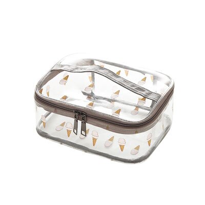 Durable Wasserdicht PVC frauen Reise Kosmetik Tasche Verdickt Transparent Multi Zweck Zipper Make-Up Tasche: Ice Cream Square L