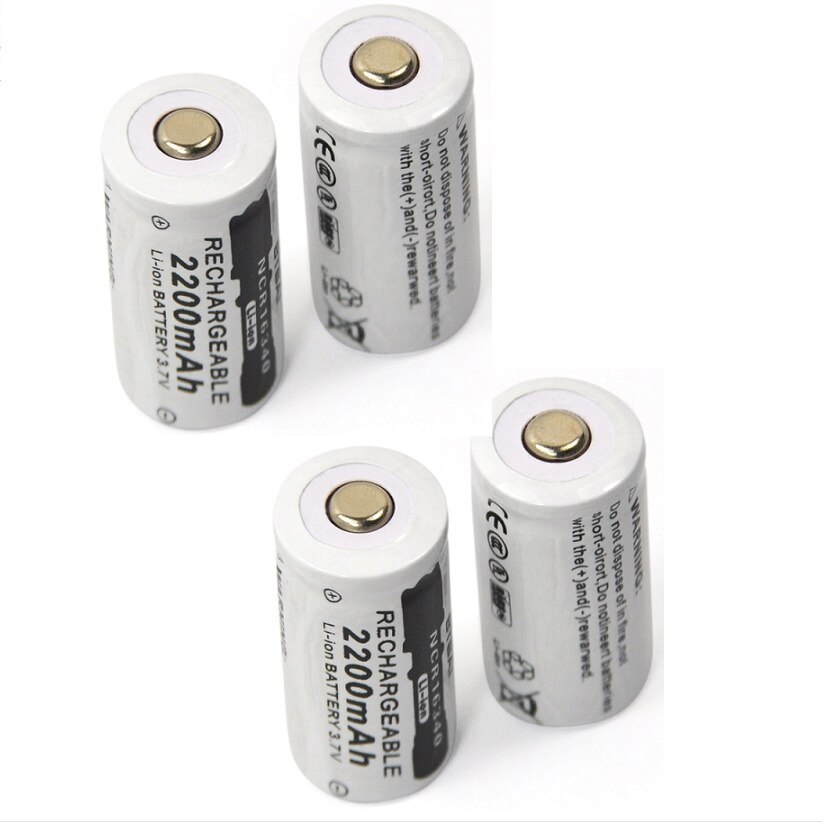 Batteria ricaricabile agli ioni di litio da 4 pezzi 2200mAH 3.7V CR123A 123A 16340 per torcia: 4PCS Battery