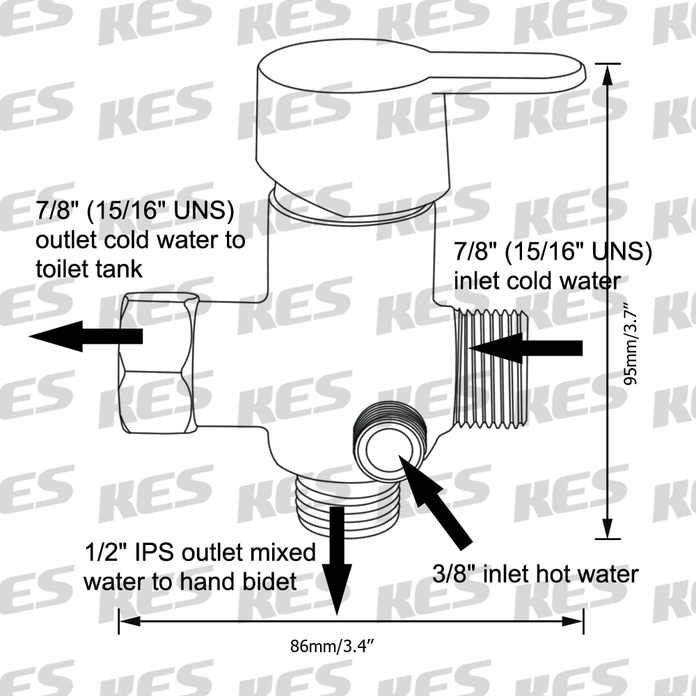 Kes Brass T Adapter With Shut Off Valve 3 Way Dive Grandado