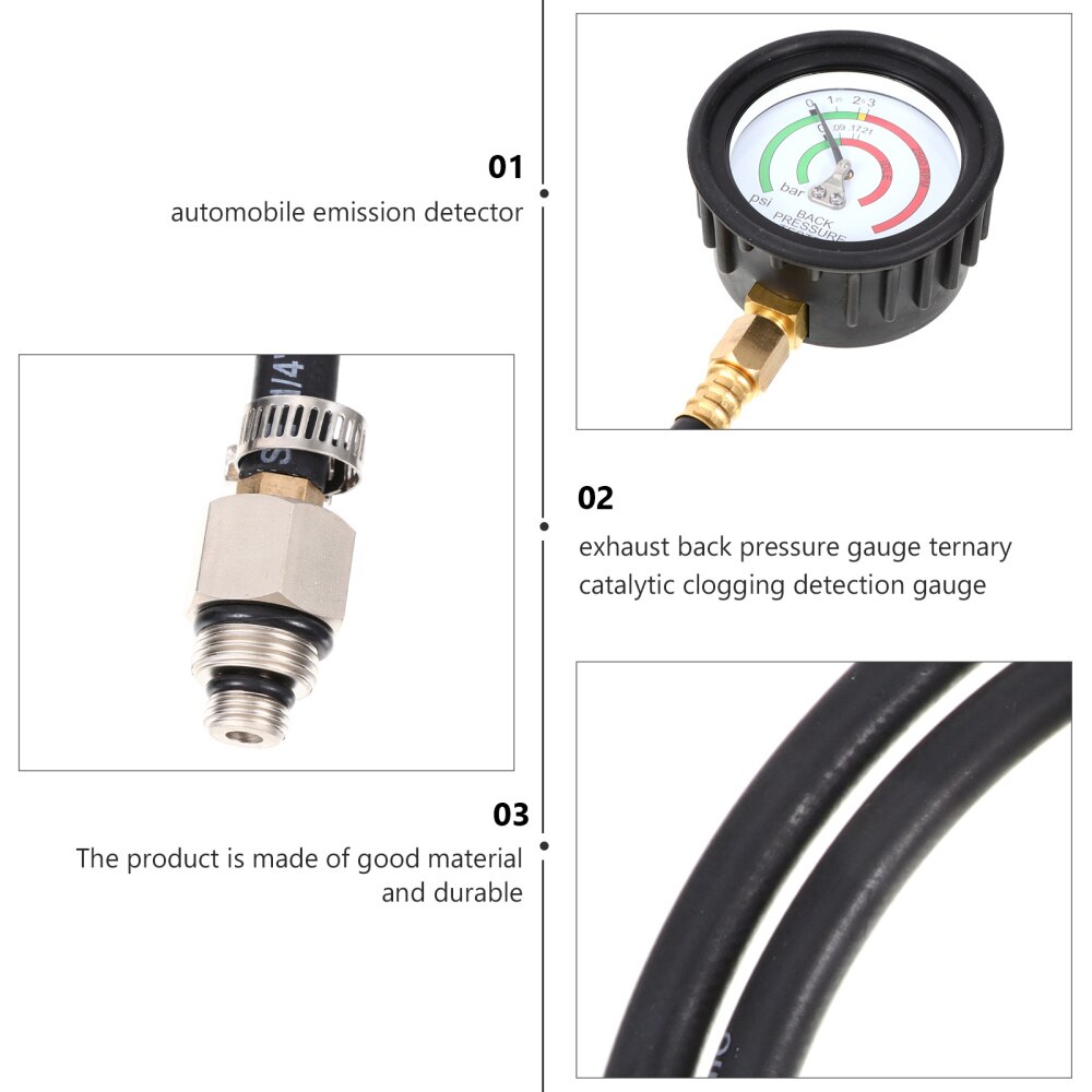 1 Set Portable Practical Durable Emission Detector Exhaust Back Pressure Tester Plugging Detection Meter for Truck