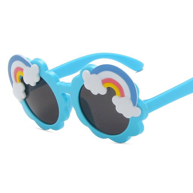 Children Cartoon Rainbow Round Frame Sunglasses Baby Girl Boy Sun Visor Mirror Outdoor Kid Summer Beach Vacation Glasses: Blue