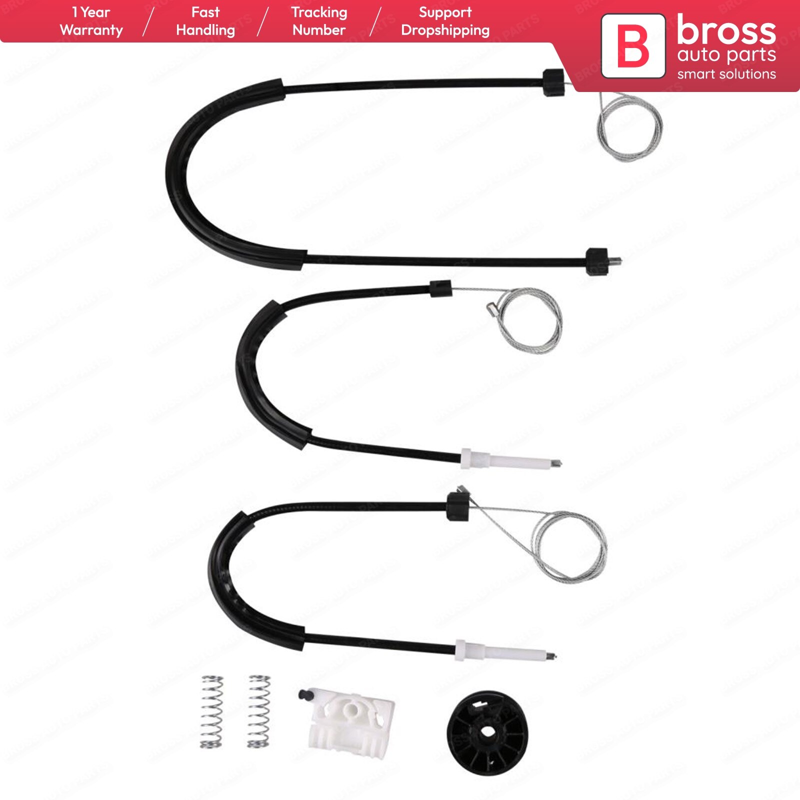 Bross ricambi auto BWR584 kit di riparazione alzacristalli elettrici porta anteriore destra per Renault Clio 3 2005-2011 spedizione veloce