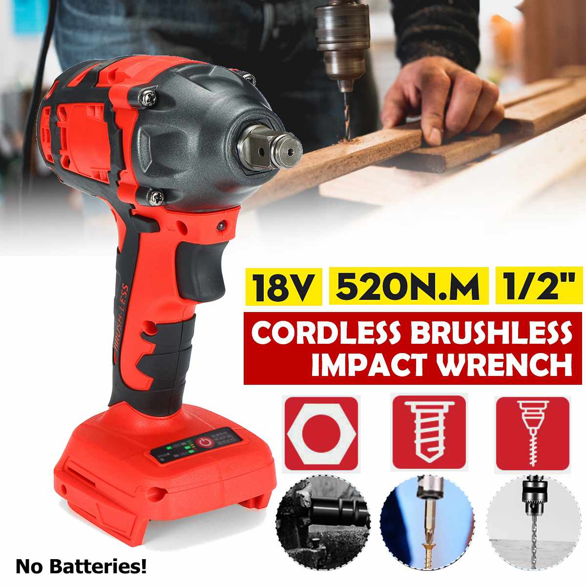 18V Impact Wrench Brushless Cordless Electric Wrench Power Tool 520N.m Torque Rechargeable For Makita Battery DTW285Z