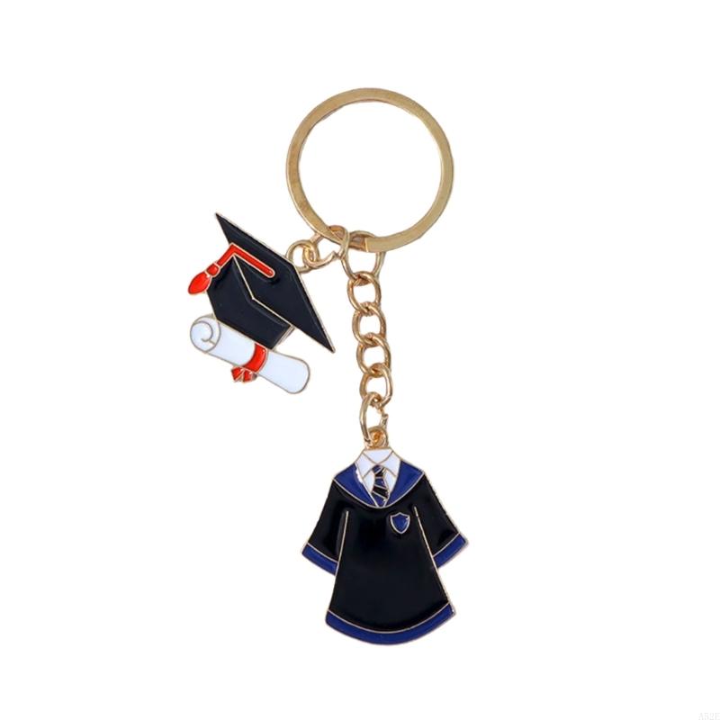 652F Academic Dress and Mortarboard Key Ring for Graduates and Educators Student Jewelry Graduation Ceremony Souvenir: green