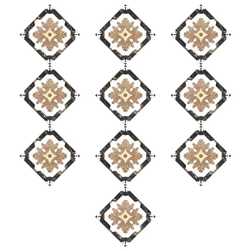 10pcs Adhesive Tiles Stickers Art Diagonal 3D Floor Sticker Vintage Pattern Art Decorative Accessories for Kitchen Bedroom: E