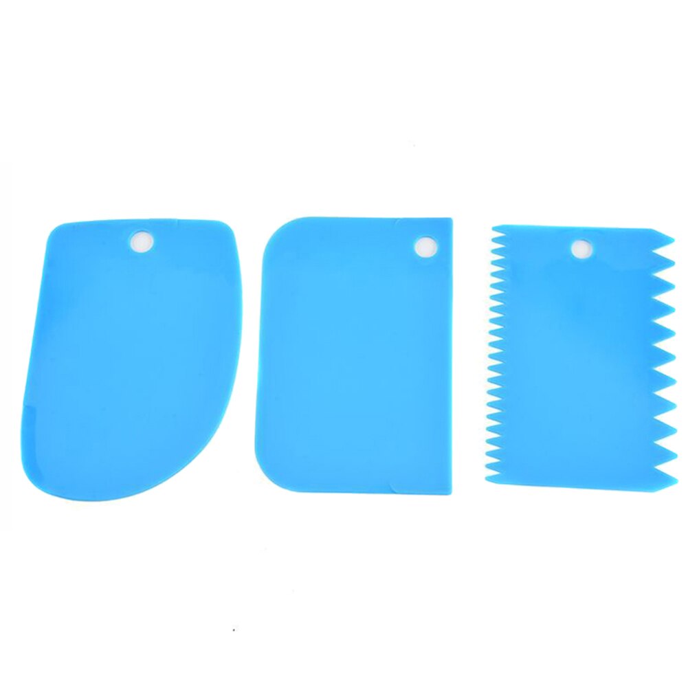 3 stuks/set cake cream spatel diy cake bakken mix schraper spatels fondant gebak uitstekers keukengereedschap fea 889: Blauw