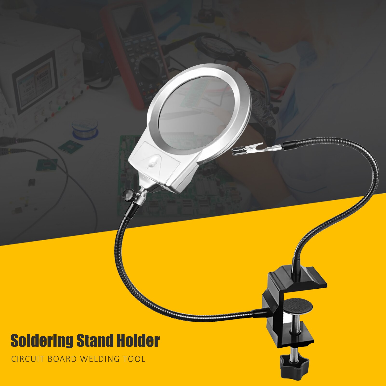 LED 4X/6X Magnifier Vise Table Clamp Soldering Helping Hand Soldering Station USB Flexible Arms Third Hand Tool Holder