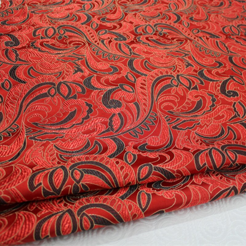 CF396 1Yard Red Brocade Jacquard Fabric Chinese Silk Brocade Fabric For Women Cheongsam Wedding Fabrics DIY Fabric For Sewing