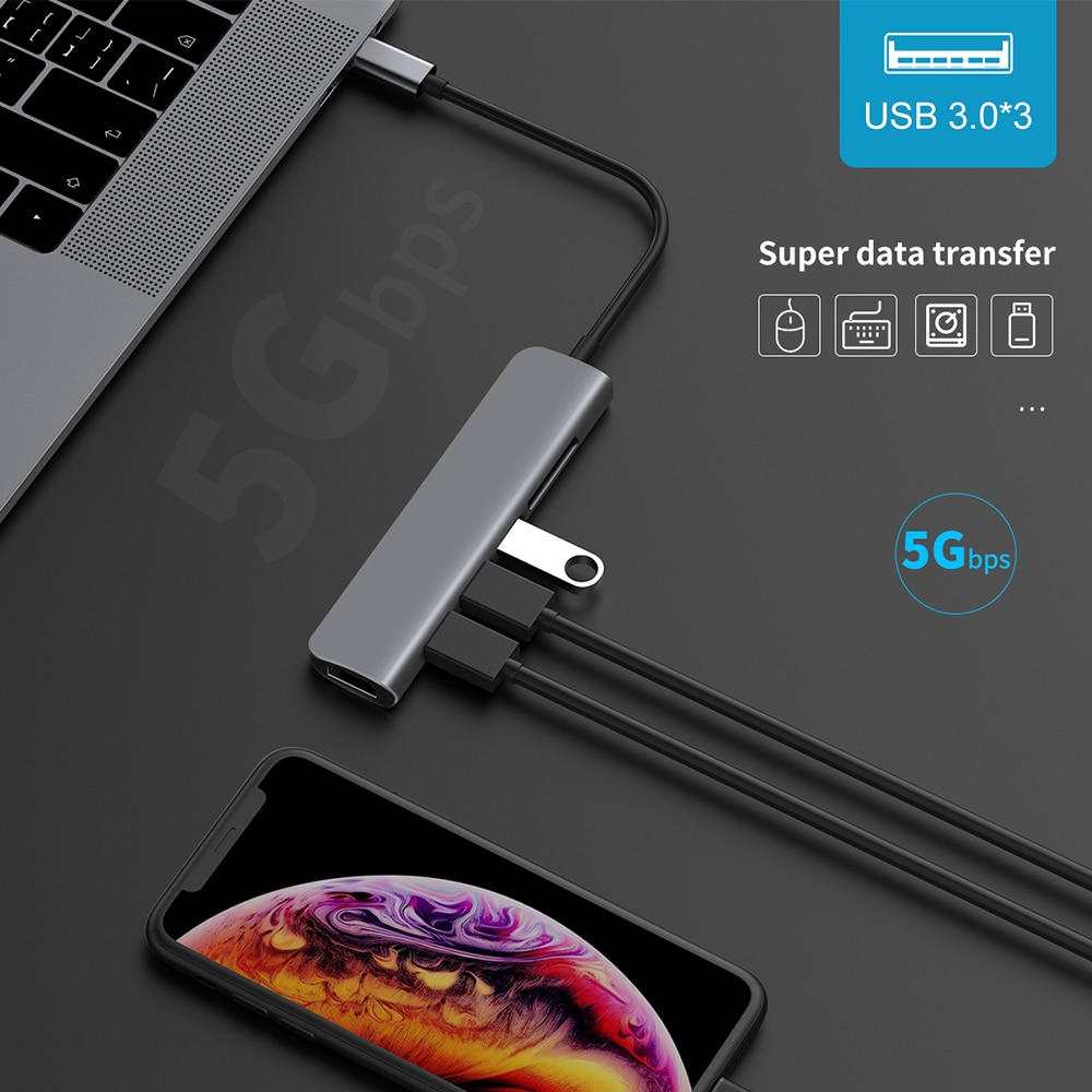 USB 3.1 Tipo-C centro tutto'adattatore di HDMI 4K fulmine 3 USB C centro con centro 3.0 TF lettore SD fessura PD per MacBook pro/aria/Huawei compagno