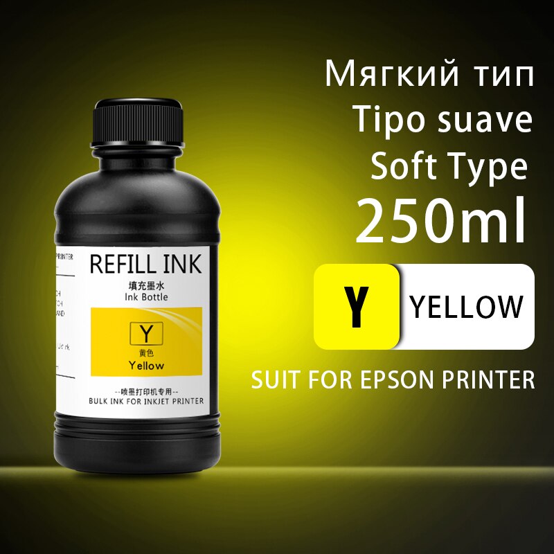 250ml/Bottle UV Ink Bottle For Epson L800 L805 L1800 R290 R300 1390 1400 1410 1430 1500W R3000 DX5 DX7 Universal UV Printer Ink: 1PC-Yellow-Soft