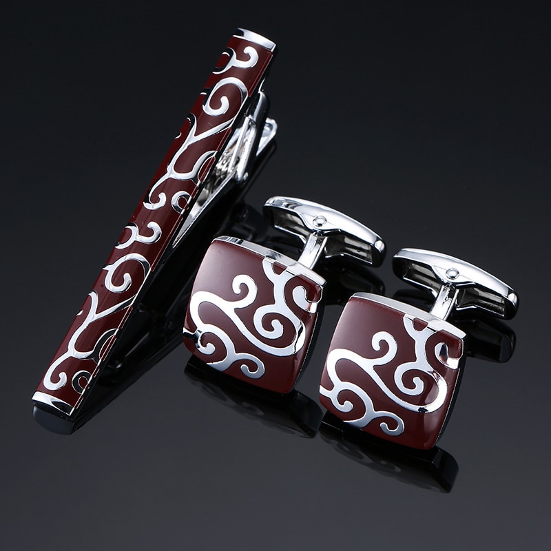 Novelty Cuff links necktie clip for tie pin for men's Hand engraving tie bars cufflinks tie clip set Jewelry