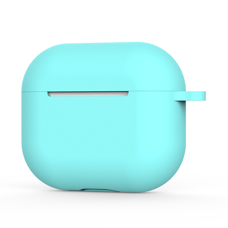 Soft Silicone Case For Apple AirPods 3 Case headphone accessories wireless Bluetooth headset cover with hook hole for airpods 3: Khaki