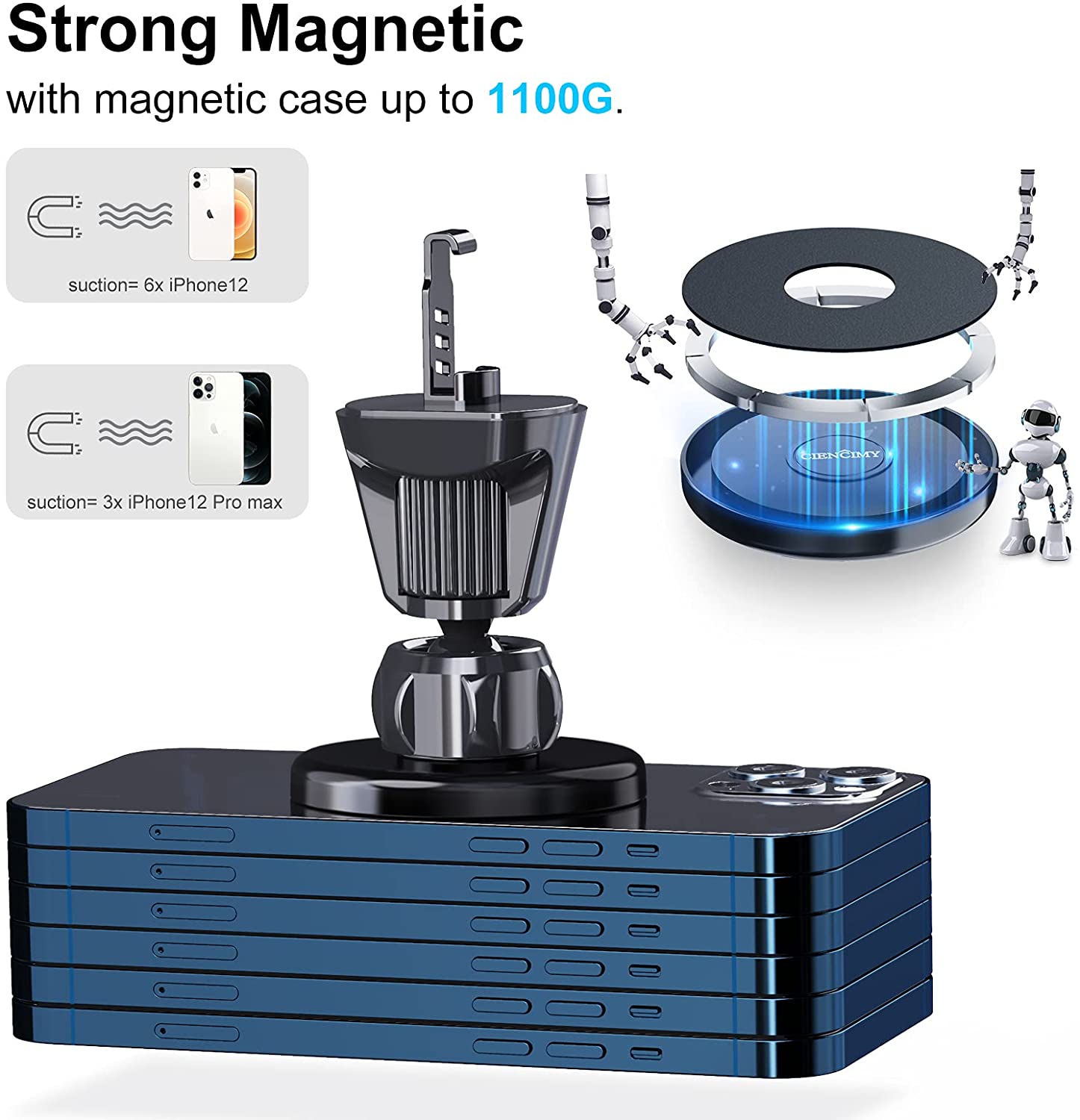 Ewa Magnetische Auto Mount Compatibel Met Iphone 14/12/13/ Pro/12 Max/12 Mini/Magsafe Case Sterke Magneet Air Vent Telefoon Houder