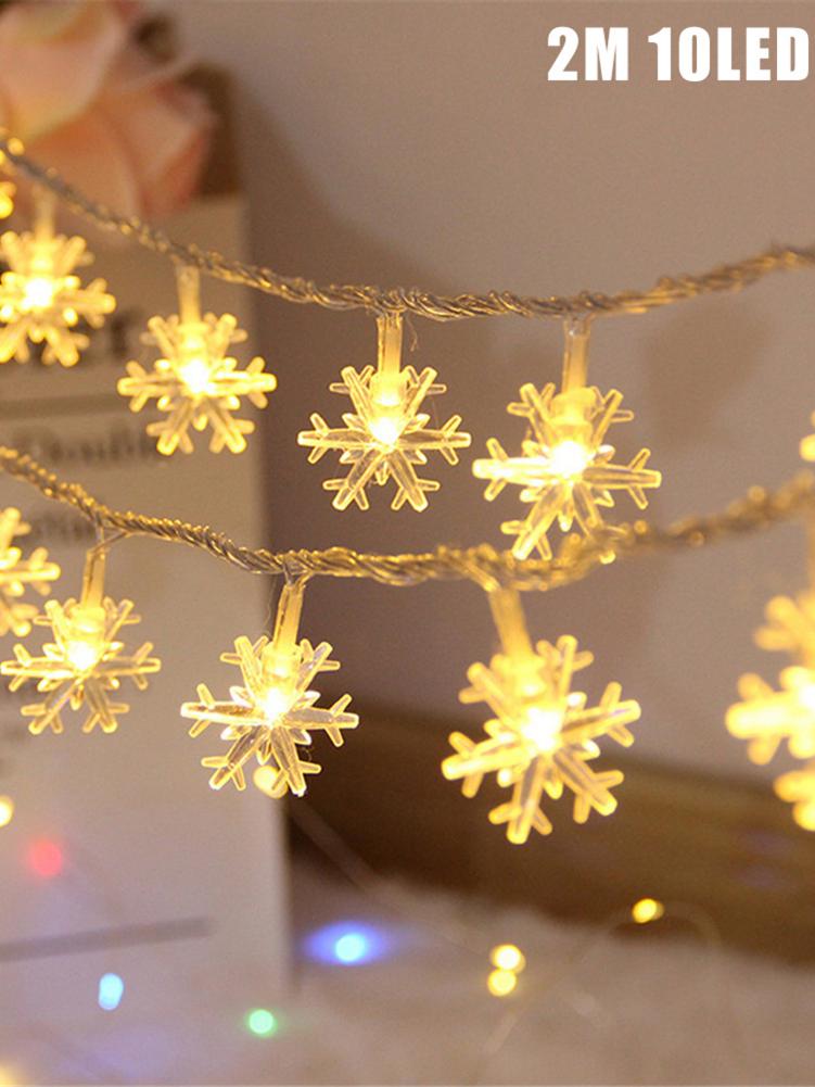 Guirnalda de luces LED con forma de copo de nieve, guirnaldas brillantes, lámpara alimentada por batería para Navidad, Decoración Para Boda o , punto de luz de hadas