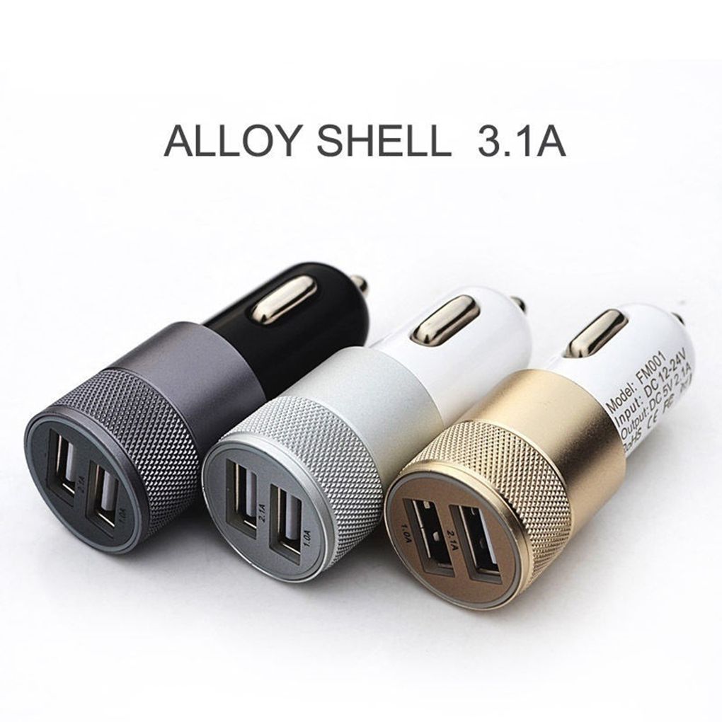 2.1A 1A Legering 2 Usb-poorten Universele Intelligente Opladen Dual USB Car Charger voor iPhone voor Android Mobiele telefoon