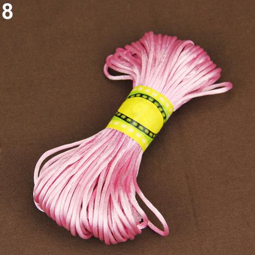 20M Nylon Braiding String Chinese Knot Cord Rattail Satin Braided String Jewelry findings Beading Rope for DIY crafts: Light Pink