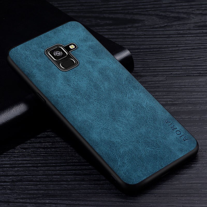 Handyhülle für Samsung Galaxis A8 Plus - PU Leder, Kratzfest, Dünn & Leicht, Hart-PC + Weich-TPU: Galaxis  a8 2018 / Dunkelblau