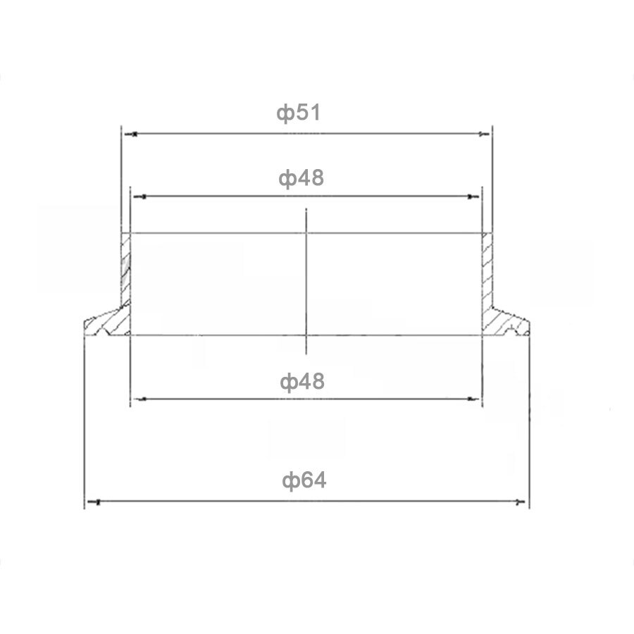 1pcs 304 Stainless Steel Sanitary Fitting Weld Ferrule Fits 2" Tri Clamp 19/25/32/38/45/51mm Tube OD: 51mm