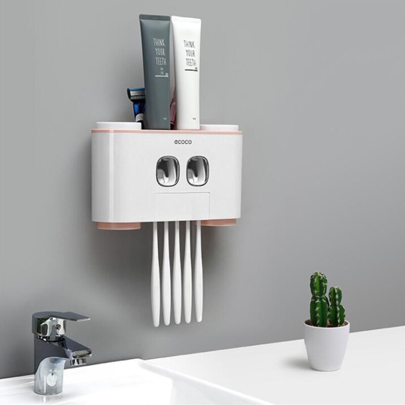 Dispensador automático de pasta de dientes para baño, exprimidor de pasta dental, accesorios de baño, soporte de almacenamiento para taza de cepillo de dientes