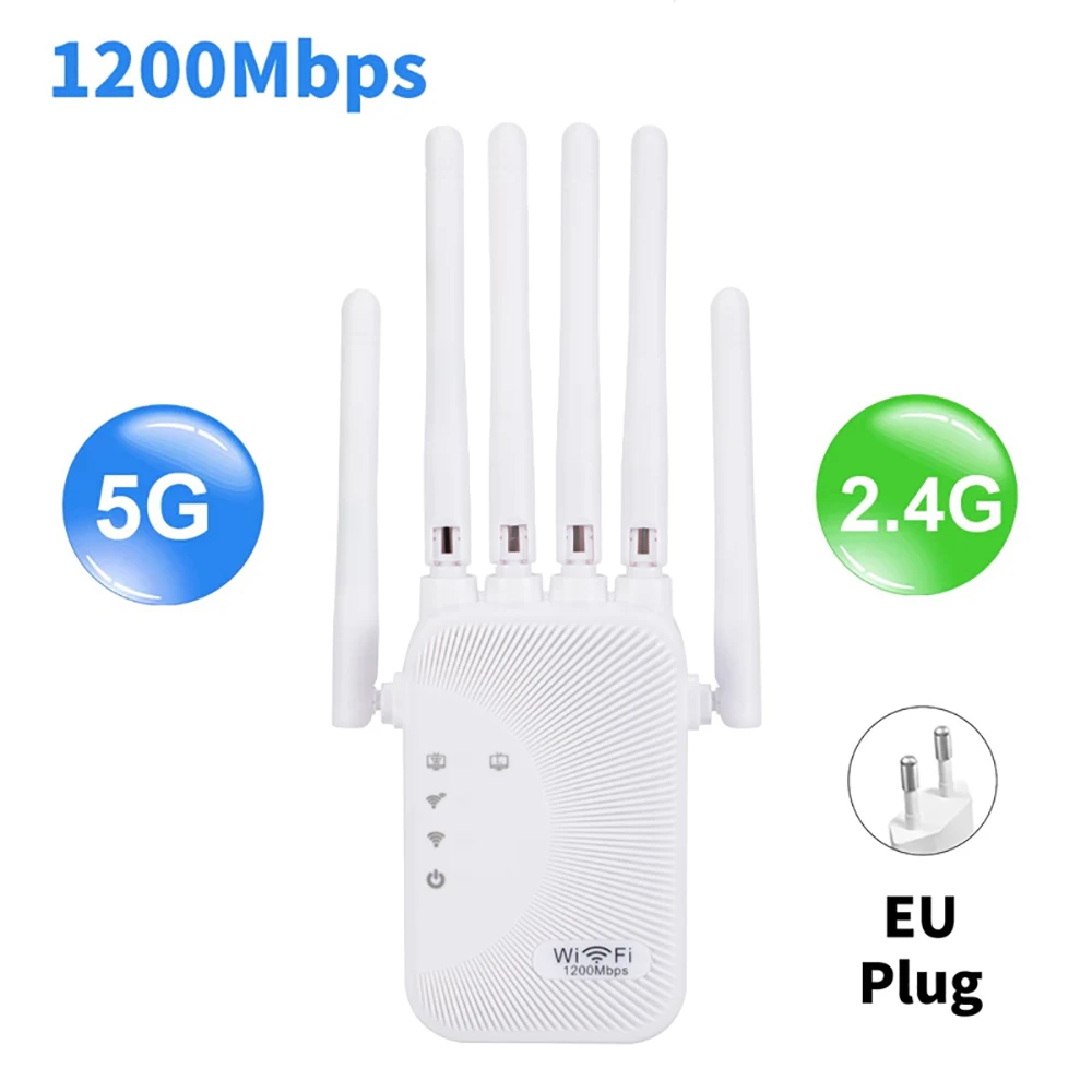 1200Mbps Wifi Amplifier Dual band 2.4G 5G Repeater Network Expander Range Extender WiFi Signal Booster Wireless Router: green
