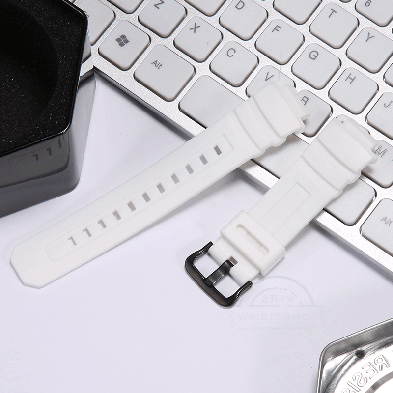Rubber Strap Suitable For Casio AW591 590 AWG-M100 G-7700 Men Resin Waterproof 16mm Replacement Watctband Accessories: silver white