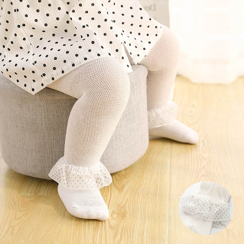2pcs/lot Soft Cotton Baby Girl Tights Summer Toddler Kids Pantyhose Lace Flower Baby Tights For Newborn Leg Warmer Stockings: Style 2