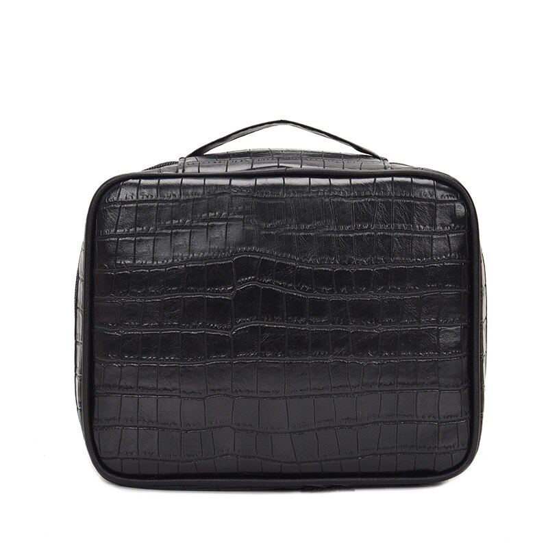 MUDUO-Bolso de viaje de cuero PU para mujer, organizador de maquillaje, neceser, , caja de cosméticos: black