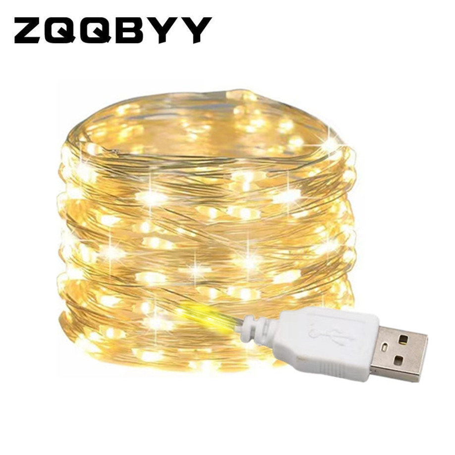 5/10/20M USB LED Lichterketten Kupfer Silber Draht Girlande Licht Wasserdicht Fee Lichter Für Weihnachten hochzeit Party Dekoration