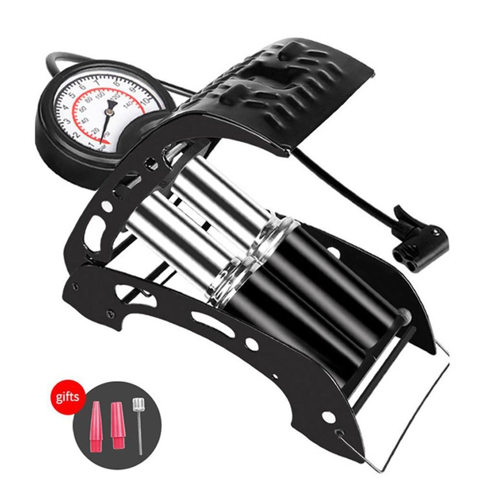 Air Pump Precision Gauge Single Double Cylinder Foot High Pressure Inflator Bicycle Scooter Motorcycle Inflatable Air Pump: Double Cylinder Pump