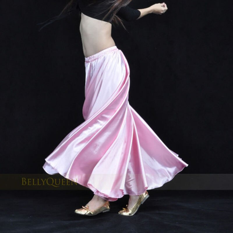 Jupe longue en Satin et Polyester de pour femmes, tenue de scène espagnole, Performance de danse, costume Flamenco, jupe de 360 à 720 degrés: Color8 / S