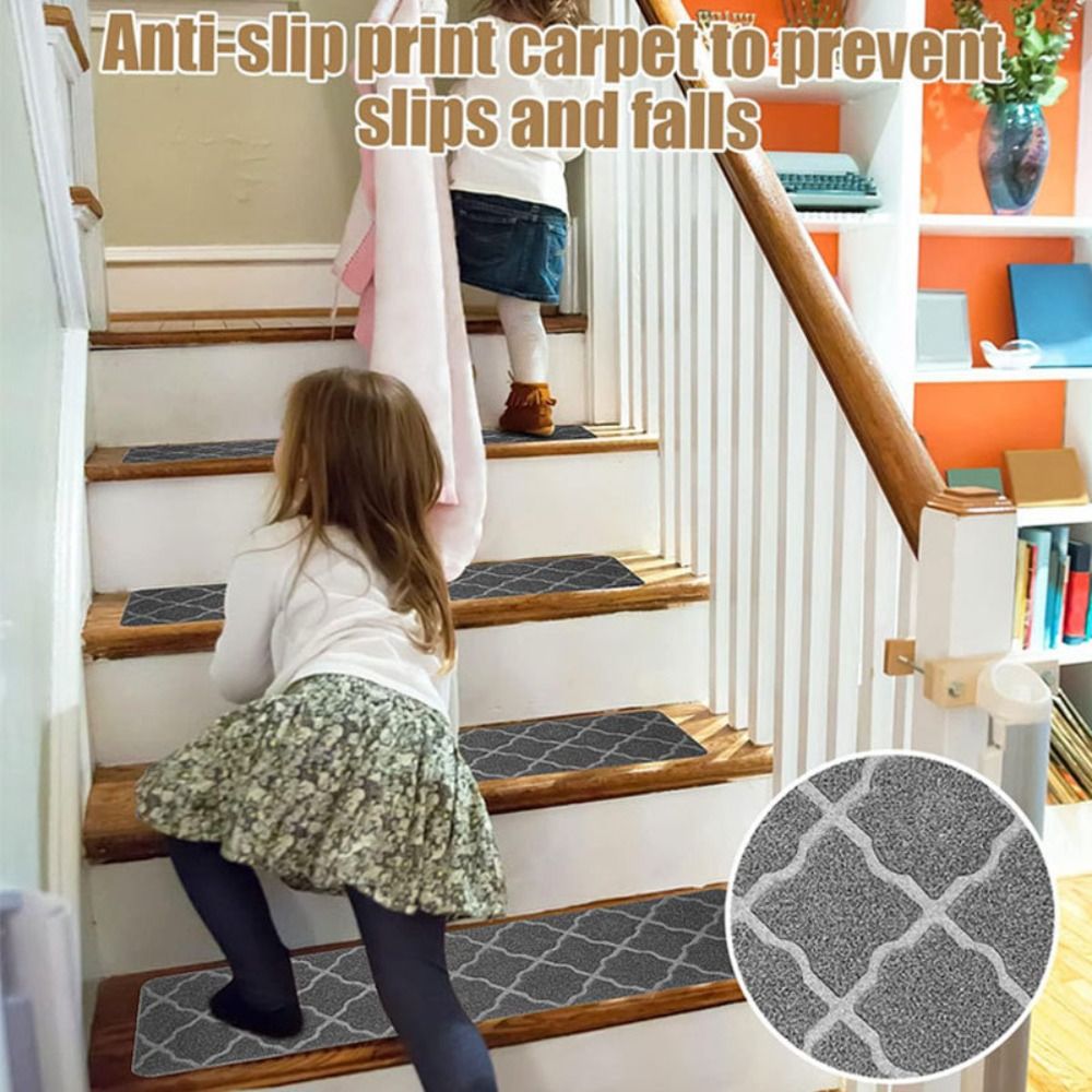 Self-adhesive Staircase Mat Non-Slip Safety Stair Tread Carpet Mat Soft Stripe Protection Cover Pads Home Decor