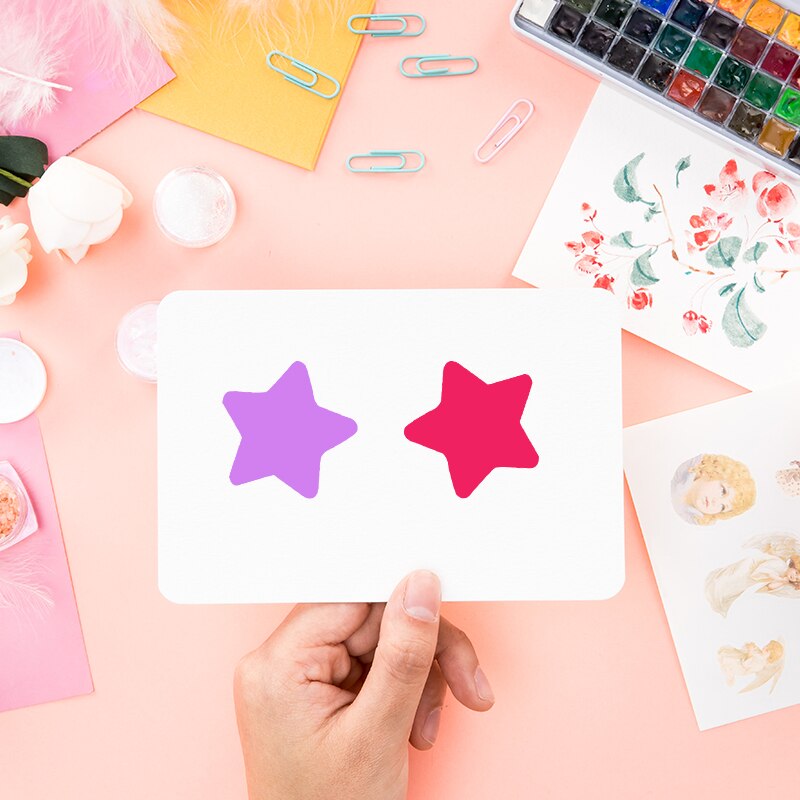 Rouleau d'autocollants étoiles à cinq points, 500 pièces, différentes couleurs, étiquette de récompense pour enfants, papeterie faite à la main, DIY bricolage