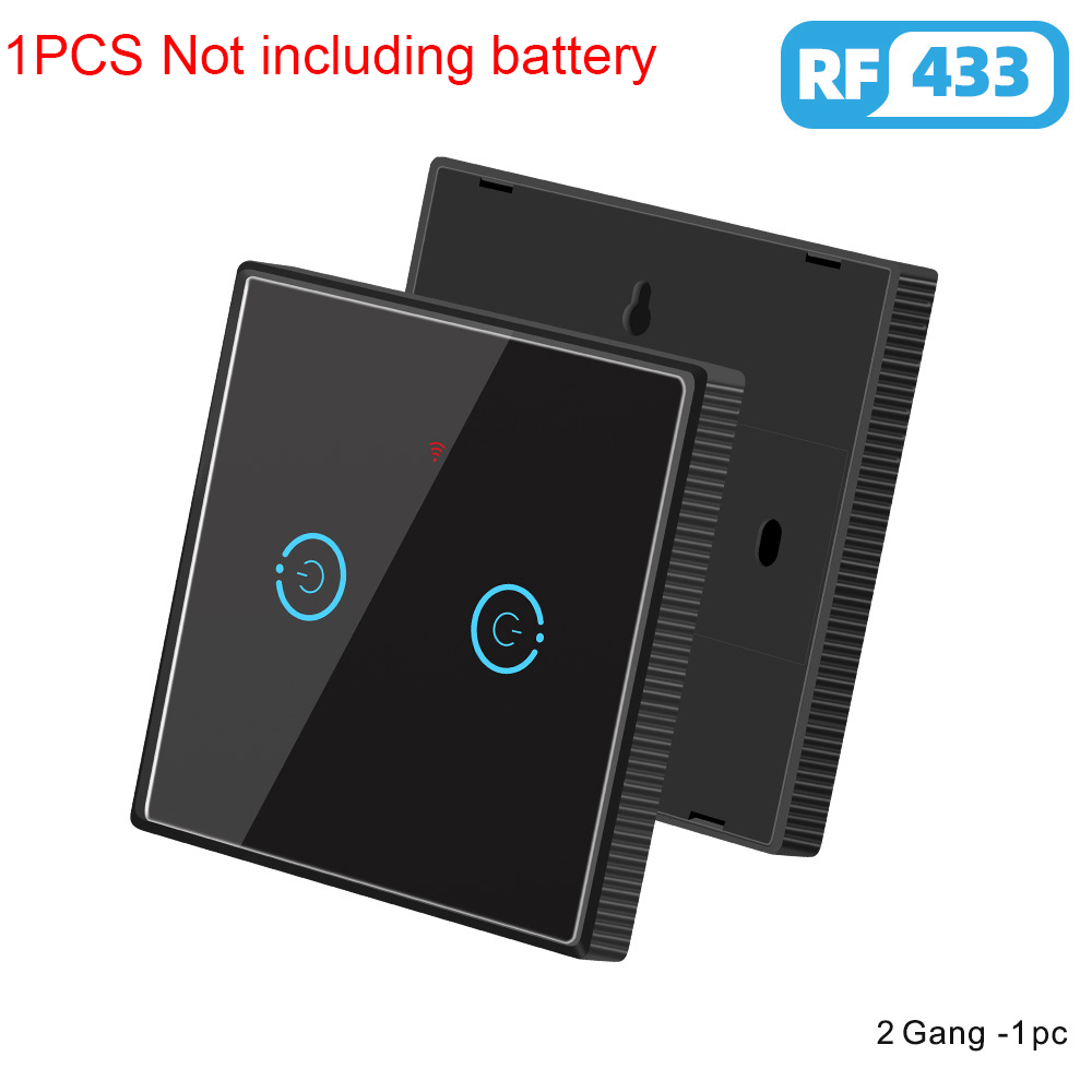 RF433Mhz Wireless Touch Switch Smart Home trasmettitore pulsante 1/2/3 Gang Led Lights pannello in vetro Wall funziona con 433Mhz: Bundle2