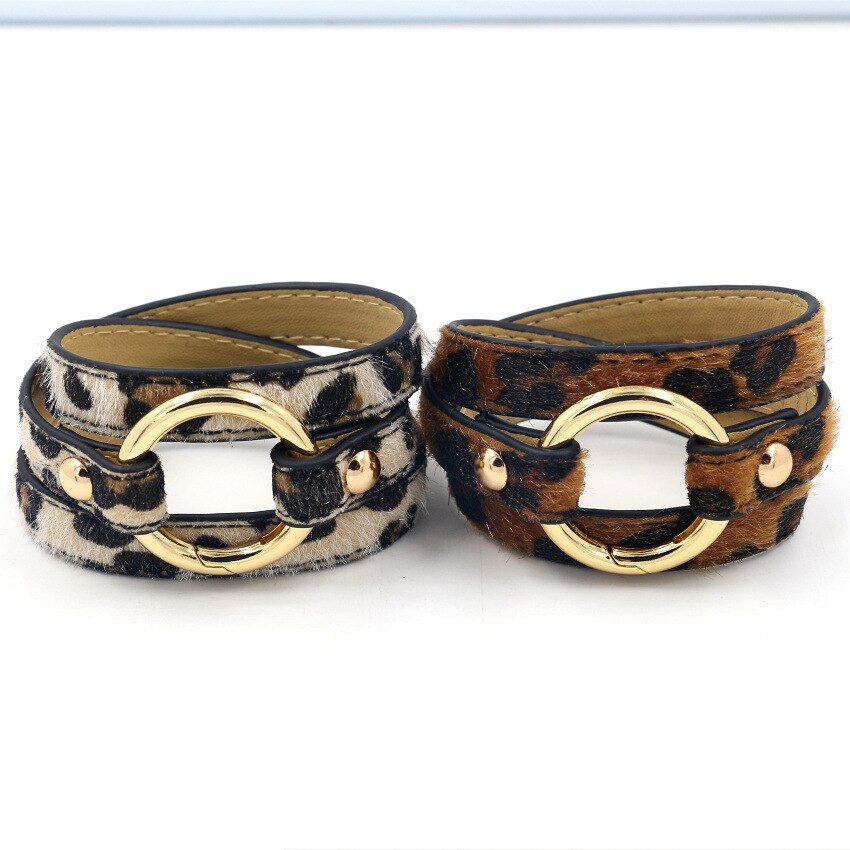 Luipaard Lederen Armbanden Voor Vrouwen Armbanden En Armbanden Elegante Boho Multilayer Wrap Brede Armband Sieraden