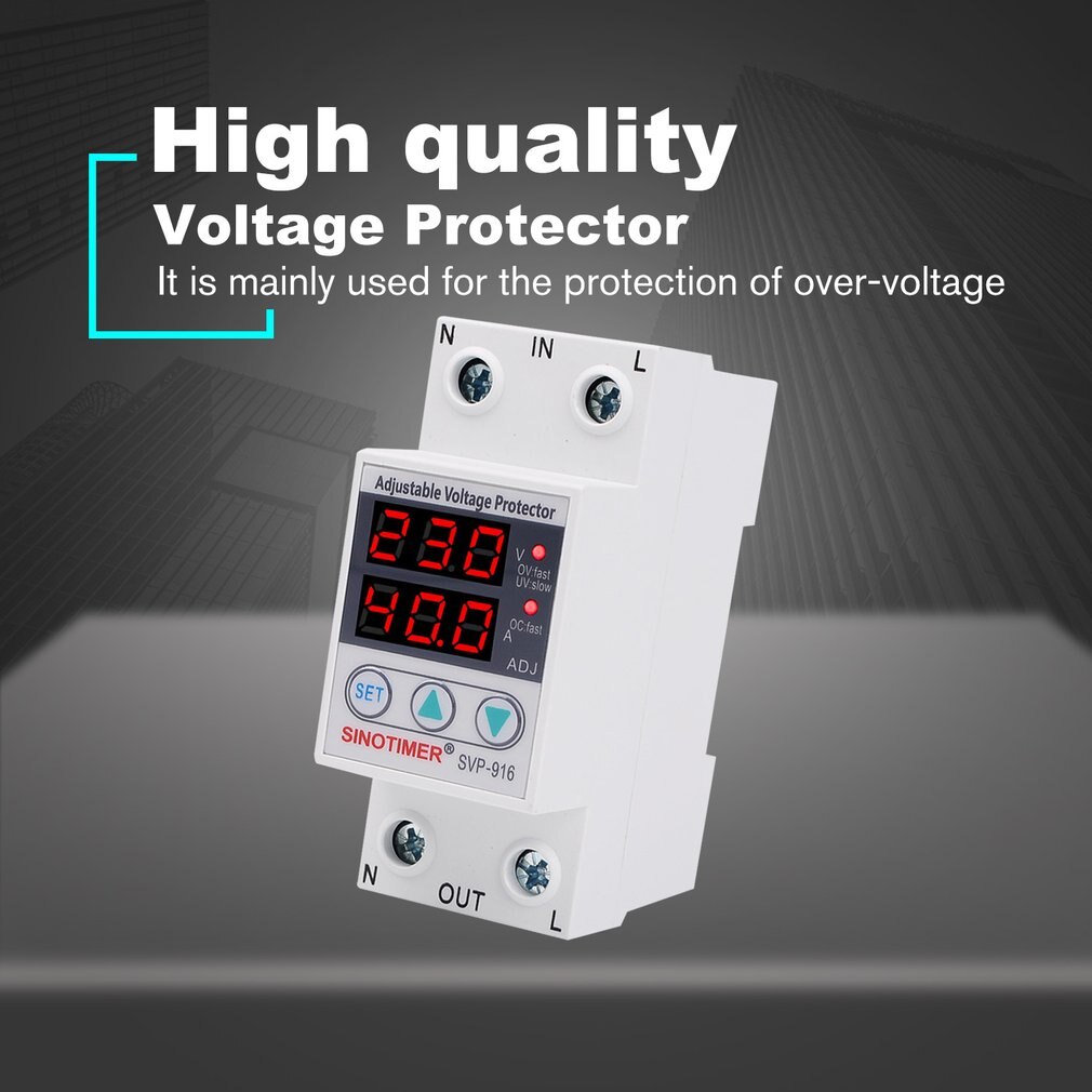 SINOTIMER SVP-916 230V 40A/63A Einstellbare Auto-Erholung Unter/Über Spannung Schutz Relais Unterbrecher Schutz Gerät mit LED: SVP-916 40A