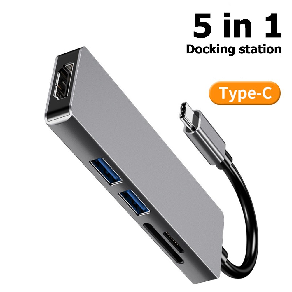 5 in 1 USB Type-C HUB Converter HDMI USB3.0 TF Car... – Grandado