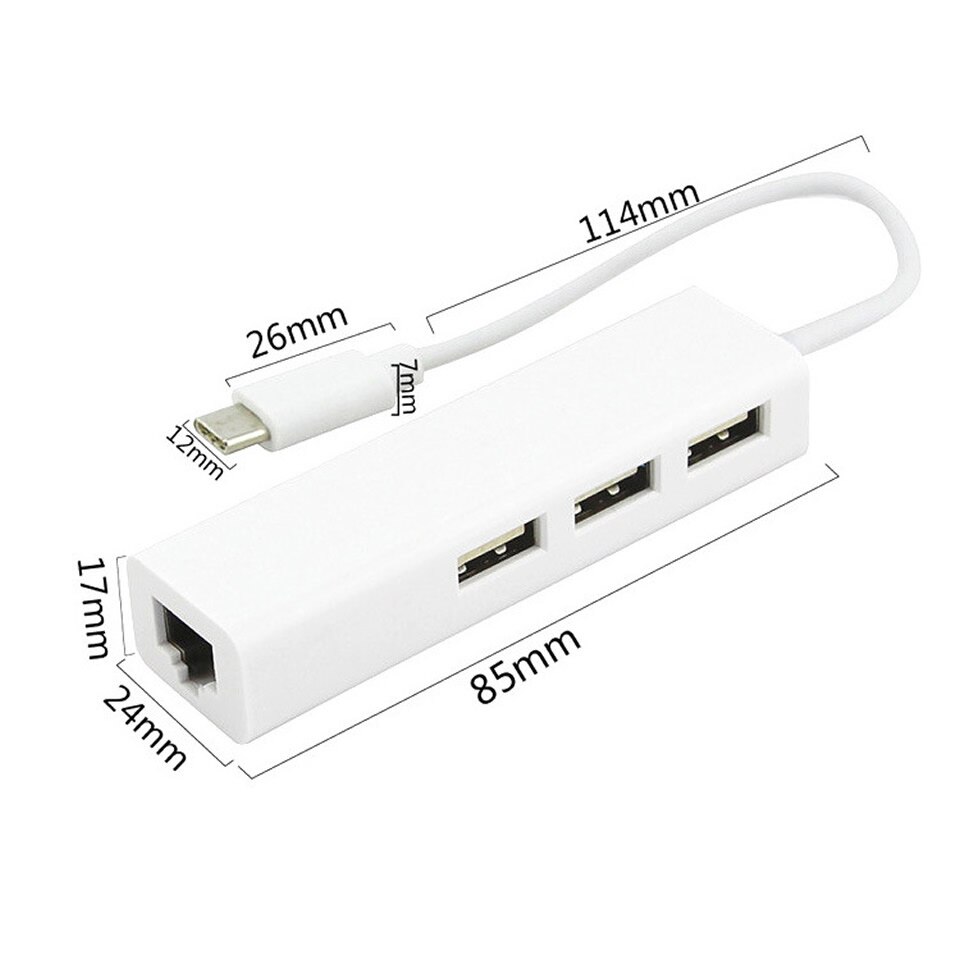 Usb Ethernet Met 3 Poorten Usb Hub 2.0 RJ45 Lan Netwerkkaart Usb Naar Ethernet Adapter Voor Mac Ios Android pc RTL8152 Usb 2.0 Hub