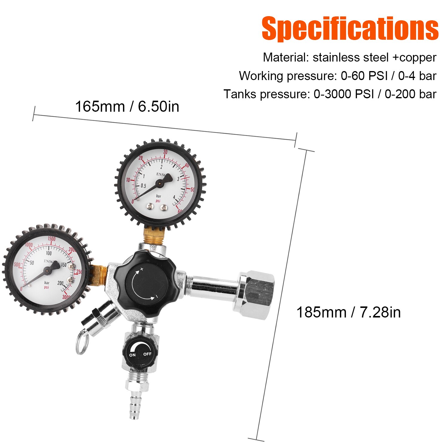 CGA320 bière fût CO2 régulateur sécurité soupape de surpression 0-3000 PSI réservoirs pression réglable