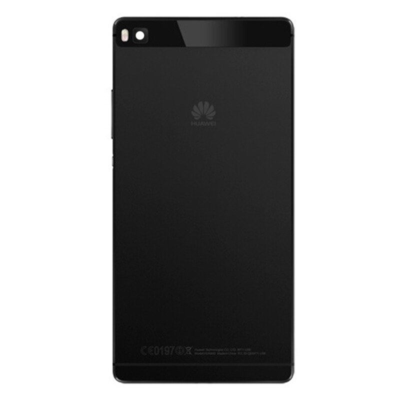 Original Back Housing Replacement for HUAWEI P8 Back Cover Battery Glass with Camera Lens adhesive Sticker: Black