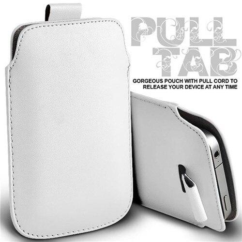 PU Leather Pull Tab Sleeve Pouch For LG K9 / K8 /Aristo2 X210/Zone 4/X2 Phone Cases Bag Universal Full Protection Pouch: White
